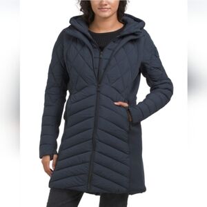 Bernardo Women's Navy Blue Mix Media Puffer Jacket